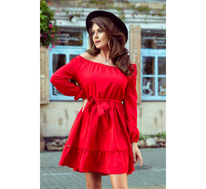 DAISY - Červené dámské šaty s volánky 265-4