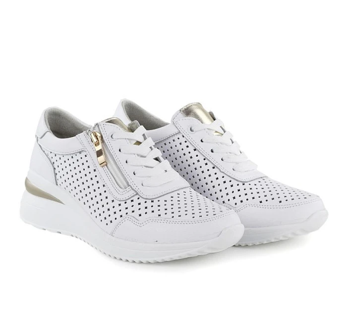 Bílé kožené tenisky model 22068778 s otevřenou platformou - VINCEZA Bílé kožené tenisky model 22068778 s otevřenou platformou - VINCEZA