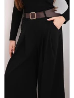 Dámské kalhoty s širokými nohavicemi a pásem černé Dámské kalhoty s širokými nohavicemi a pásem černé