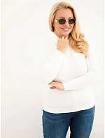 Dámský svetr Plus Size z viskózy s rolákem ecru Dámský svetr Plus Size z viskózy s rolákem ecru