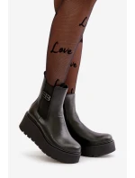 Zazoo 60498 Dámské Botky Chelsea Na Platformě A Klínu Černé