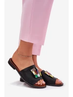 Dámské sandály na plochém podpatku s ozdobou černé model 21695688 - Boto