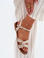 Ploché Lesklé Sandály Dámské S.Barski KV51-022 Zlaté