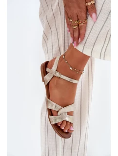 Ploché Lesklé Sandály Dámské S.Barski KV51-022 Zlaté