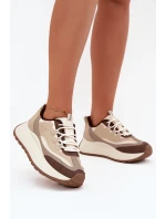 Dámské sneakers na platformě Big Star SS274002 HI-POLY SYSTEM Béžové Dámské sneakers na platformě Big Star SS274002 HI-POLY SYSTEM Béžové