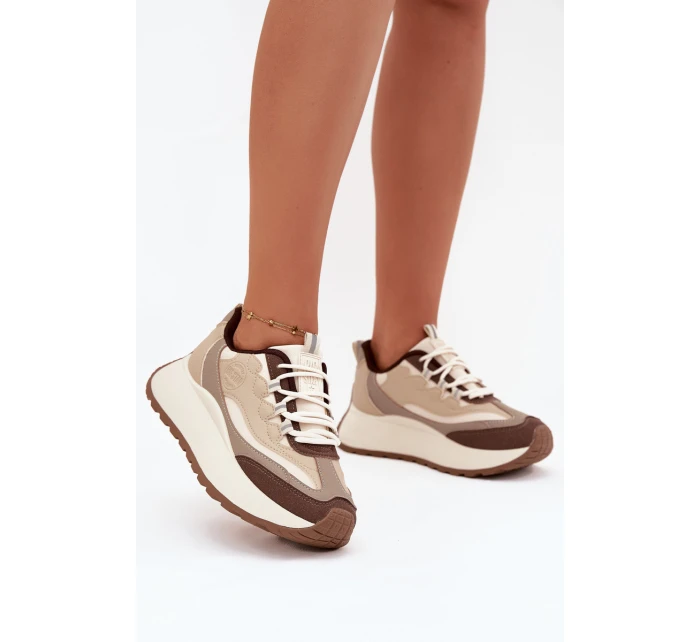 Dámské sneakers na platformě Big Star SS274002 HI-POLY SYSTEM Béžové Dámské sneakers na platformě Big Star SS274002 HI-POLY SYSTEM Béžové