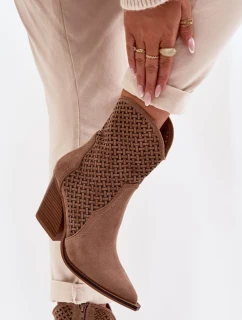 Dámské otevřené kotníkové boty na podpatku Béžové Rivorina