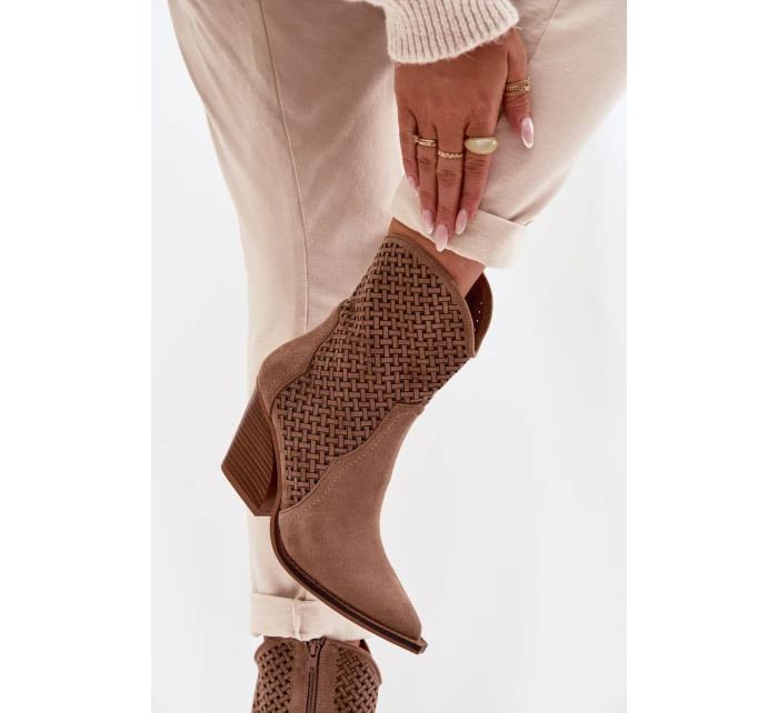 Dámské otevřené kotníkové boty na podpatku Béžové Rivorina