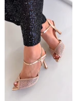 Dámské sandály na jehlovém podpatku se zdobením Peloria – šampaňské