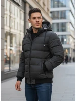 Pánská tmavě šedá prošívaná zimní bunda s kapucí FashionStreet TX5095