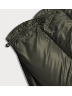 Delší dámská zimní prošívaná bunda v khaki barvě (j19-017)