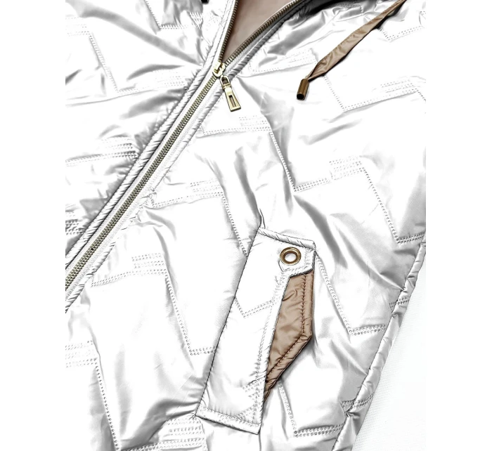 Pikowana kurtka damska z kapturem Goodlookin biała (B8596-26) Pikowana kurtka damska z kapturem Goodlookin biała (B8596-26)