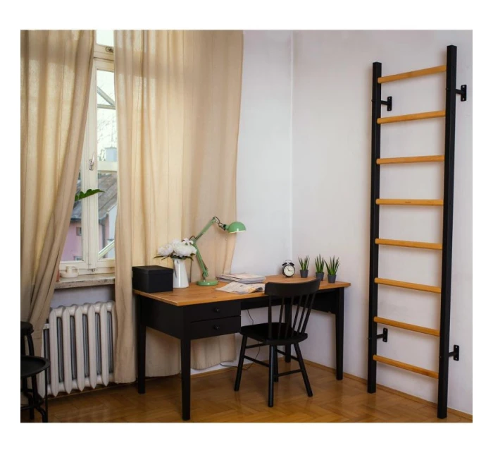 DŘEVĚNÝ KOVOVÝ GYMNASTICKÝ ŽEBŘÍK SE 4 DRŽADLY BENCHK 200B