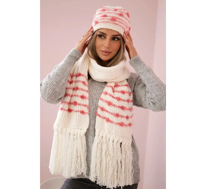 Dámská souprava se šátkem Anika K304 ecru+malmine