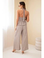 Dámský viskózový komplet: zavazovací top a kalhoty se širokou nohavicí fango Dámský viskózový komplet: zavazovací top a kalhoty se širokou nohavicí fango