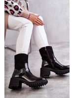 Dámské Teplé Kozačky Na Podpatku černé model 21596774 - Boto