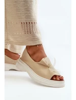 Zazoo 2939 Kožené Dámské Sandály S Mašlí Světle Béžové Zazoo 2939 Kožené Dámské Sandály S Mašlí Světle Béžové