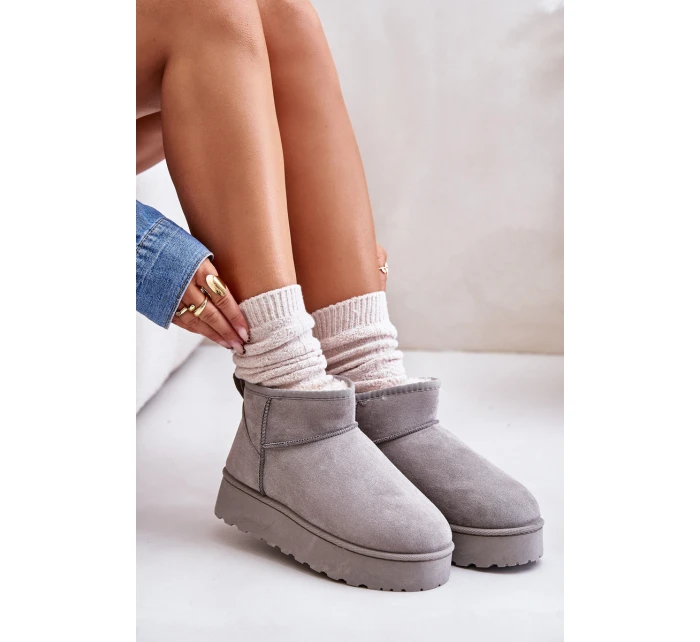 Dámské Sněhule Na Platformě Zateplené Kožíškem Šedé model 21672076 - Boto Dámské Sněhule Na Platformě Zateplené Kožíškem Šedé model 21672076 - Boto