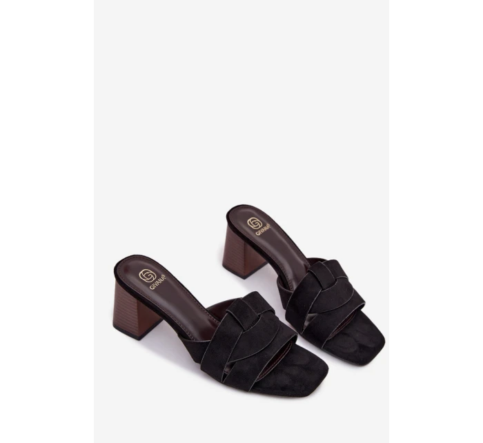 Dámské sandály na podpatku s pásky Eko semišové Černé Corivelle