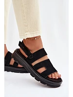 Dámské sandály semišové Big Star model 22064154 Černé - Big Star Shoes Dámské sandály semišové Big Star model 22064154 Černé - Big Star Shoes