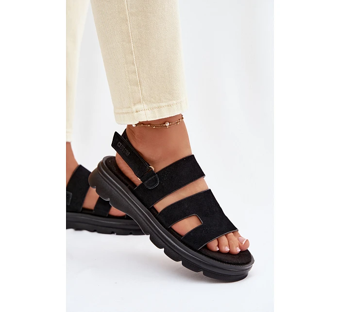 Dámské sandály semišové Big Star model 22064154 Černé - Big Star Shoes Dámské sandály semišové Big Star model 22064154 Černé - Big Star Shoes