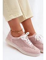 Kožené semišové dámské tenisky s Růžové model 22100237 - Boto Kožené semišové dámské tenisky s Růžové model 22100237 - Boto