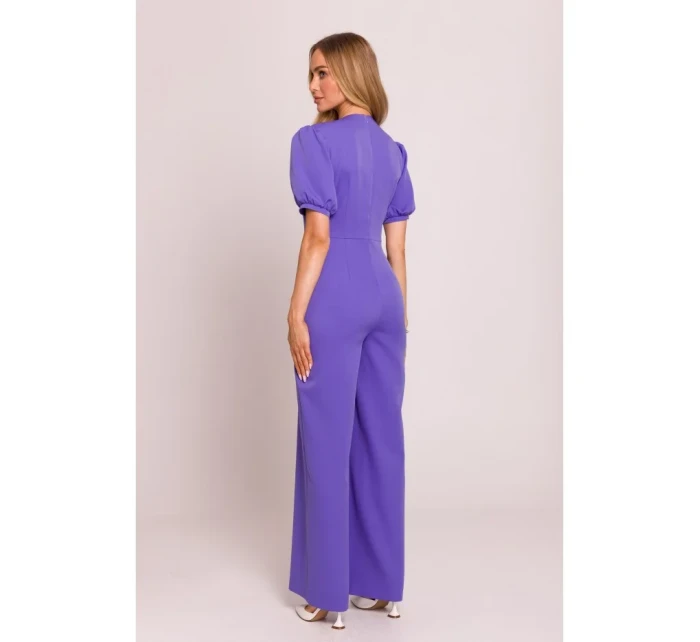 M852 Kombinéza s puff rukávy - světle fialová