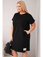 Dámské šaty plus size s krátkým rukávem a kapsami černá
