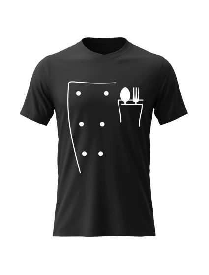 Dámské bavlněné tričko s potiskem - KUCHAŘKA - černé