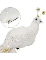 OZDOBNÝ PTÁČEK NA KLIPU 38CM BÍLÝ A ZLATÝ