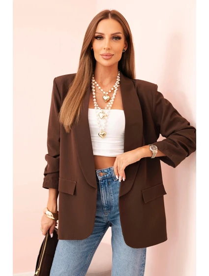 Elegantní sako s klopami hnědé Elegantní sako s klopami hnědé