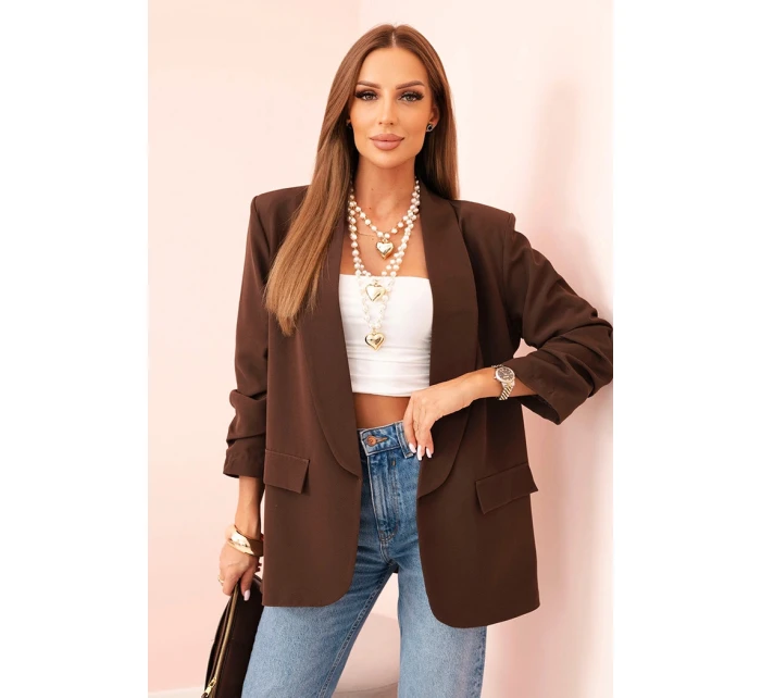 Elegantní sako s klopami hnědé Elegantní sako s klopami hnědé