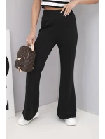 Dámské kalhoty máslo s rozšiřující nohavicí černé