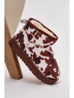 Dětské zimní boty pro mládež s teplou podšívkou s flísky bílo-hnědé Mireya