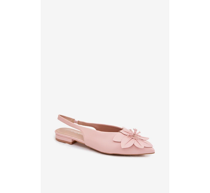 Dámské sandály na nízkém podpatku s dekorativním květem Růžové Telivette