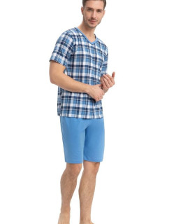 Pánské pyžamo model 18319583 modré káro - Luna