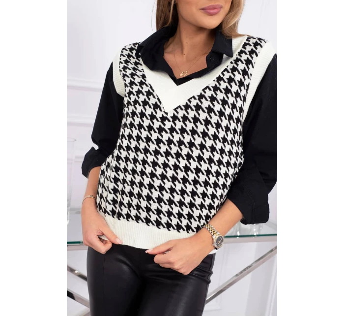 Svetr bez rukávů v barvě model 21755726 ecru - K-Fashion Svetr bez rukávů v barvě model 21755726 ecru - K-Fashion