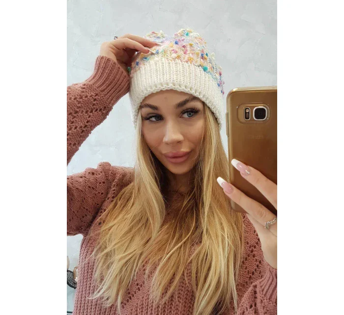 Bublinková čepice K219 ecru