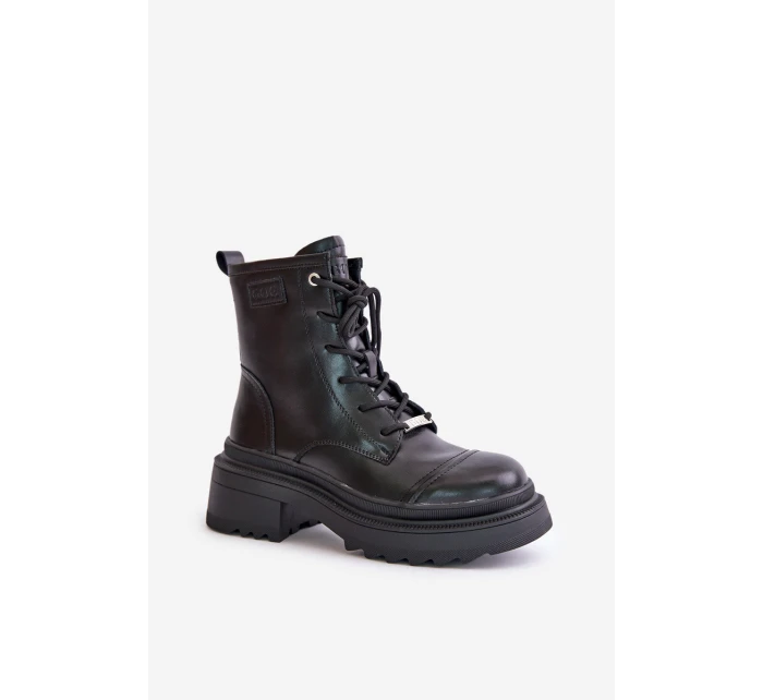 Dámské Zateplené Kožené Boty Černé model 21673867 - Goe Dámské Zateplené Kožené Boty Černé model 21673867 - Goe