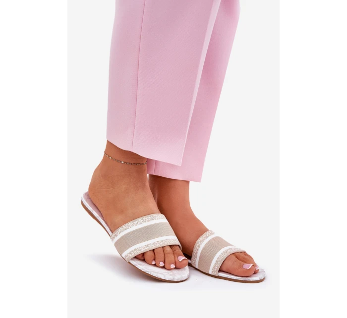 Vzorované Plné Dámské Sandály Béžové model 21689586 - Boto Vzorované Plné Dámské Sandály Béžové model 21689586 - Boto