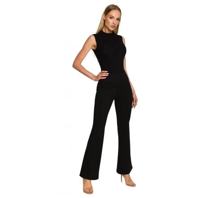 Rozšířené kalhoty s vysokým pasem model 18257716 černé - Moe Rozšířené kalhoty s vysokým pasem model 18257716 černé - Moe