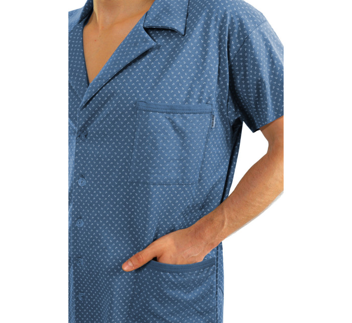 Pánské rozepínací pyžamo s krátkými rukávy a dlouhými kalhotami