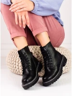 Pěkné černé kotníčkové boty dámské bez podpatku Pěkné černé kotníčkové boty dámské bez podpatku