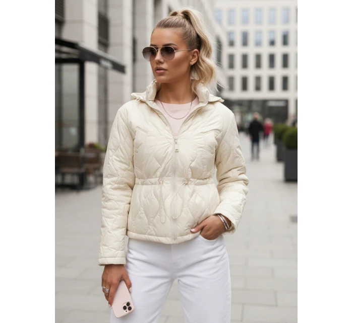 Dámská prošívaná bunda s kapucí ecru FashionStreet TY5533