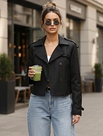 Dámský krátký elegantní kabát klasického střihu černý FashionStreet NY0770