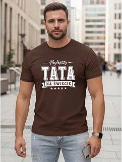 Tshirt męski z nadrukiem dla bawełniany brązowy model 22217717 - FashionStreet