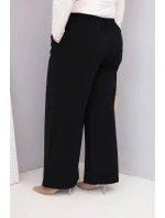 Dámské kalhoty Plus Size s širokou nohavicí a vysokým pasem černé