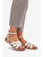 Dámské kožené sandály na plochém podpatku Zazoo model 21682203 zlaté - Boto