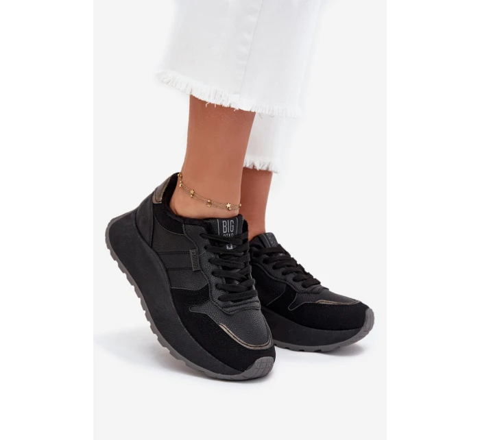 Zateplené dámské sneakers na platformě Big Star SS274007 HI-POLY SYSTEM černé