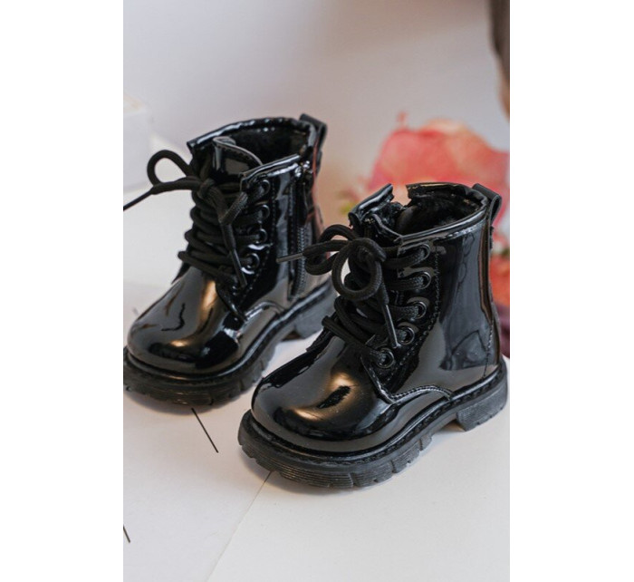 Dětské lakované kotníkové boty na zip, Black Tibbie